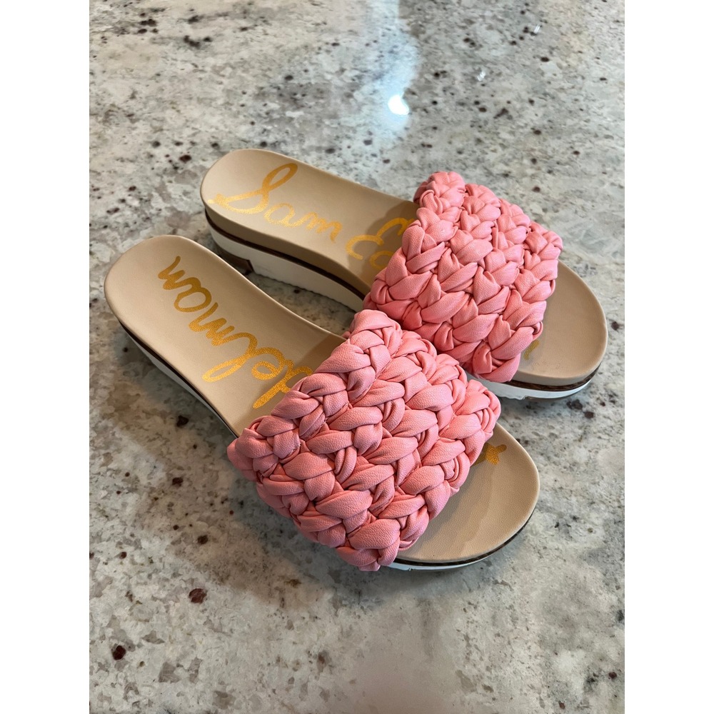 NWOT Sam Edelman Ainslie Pink Braided Platform Slide Sandals Womens 7 M